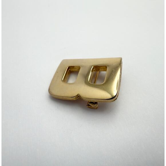 Vintage 80s Heavy Gold Tone Initial Letter B Brooch Pin Minimalist Modern - Picture 4 of 8